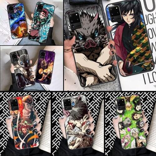 Anime Demon Slayer Phone case For Samsung Galaxy Note 4 8 9 10 20 S8 S9 S10 S10E S20 Plus UITRA Ultra black tpu prime fashion