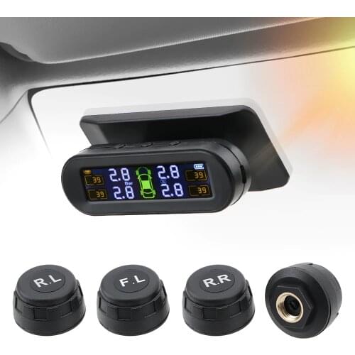 Solar TPMS Sensor Tyre Pressure Sensor With 4 External Sensors Car Tire Pressure Monitoring Fuel Save Auto security Alarm
