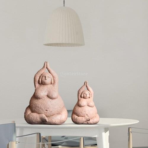 Fat Lady Sculpture Yoga Ornament Tabletop Yoga Decor Resin Fat Lady Sculpture Figurine Statue Home Gifts Souvenirs Resin Crafts
