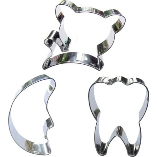 Cat, Moon, Tooth shaped 3 piece biscuit cutting molds, baking tools, cake decorating soft candy tools