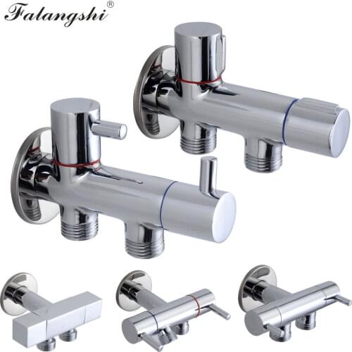 G1/2 Inch Bathroom Accessory Double Outlet Faucet Valve Double Control Toilet Angle Valve for Bidet Sprayer WB8501
