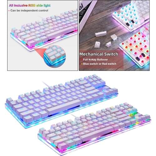 Gaming Mechanical Keyboard RGB Rainbow Backlit 87 Keys USB Gaming Keyboard