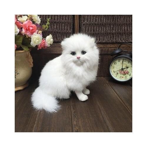 16*12*18cm,Artificial Decorative Furry Persian Cat,Craft Real Fur Animal model for Home Decoration accessories,Photo Props