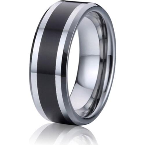 Classic Black Mens Tungsten carbide jewelry 8mm wedding band couple rings for men marriage anniversary gift