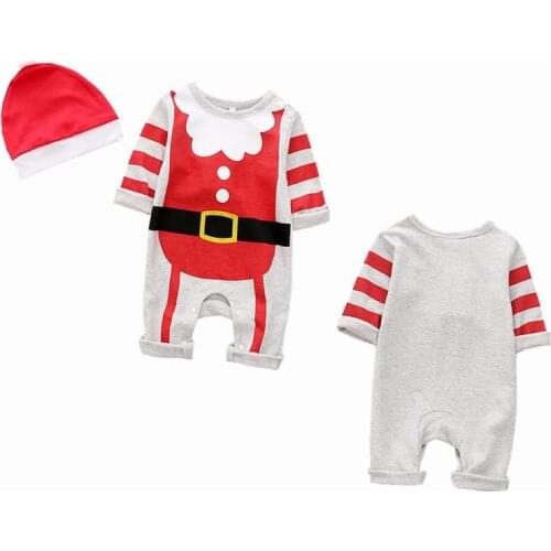 Baby Boys Girls Long Sleeve Christmas Striped Red Romper Santa Jumpsuit 1st Xmas Clothing Holiday Outfits Sleepwear Pajamas Suit