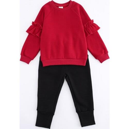 Children Clothing Set Teenage Girls Clothes Winter Velvet Red Sweatshirt + Pants Two-Piece Casual Sets Kids Girls Suit 6 8 10 12