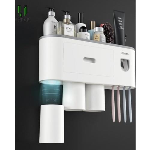 UNTIOR Magnetic Adsorption Toothbrush Holder Automatic Toothpaste Squeezer Dispenser Storage Rack Bathroom Accessories