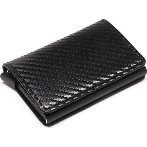 Bycobecy SlimMini Wallet Small Money Bag Male Purse Carbon Fiber Card Holder Wallets Men Brand Rfid Black Magic Trifold Leather