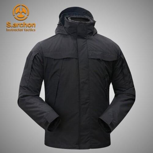 S.archon Instructor Tactics Mens three-in-one thickening and heat preservation removable two-piece winter climbing suit jacket
