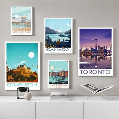 World City Wall Art Canada Prague Italy Canvas Painting Nordic Posters and Prints Wall Pictures for Living Room Decor Cuadros