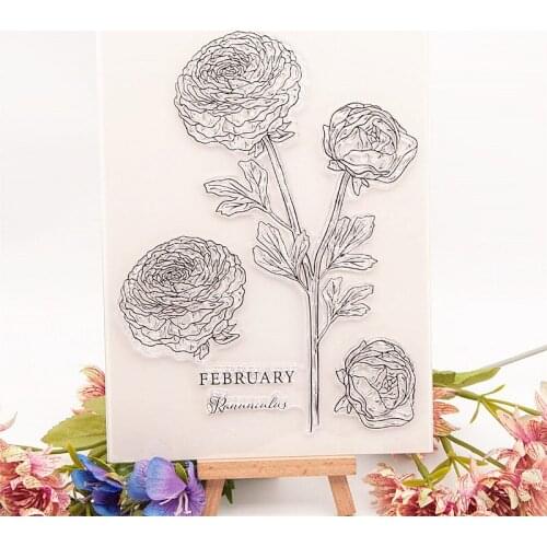 14.5x21cm Ranunculus Transparent Seal Clear Stamps Silicone Seal TPR Halloween Christmas Roller stamps DIY Scrapbook Album Card