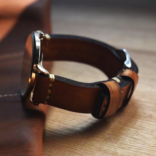 Hand-Stitched Vintage Suede Calfskin Watch Band Vegetable tanned leather Watch Strap Bracelets Hidden Buckle Design 20 22 24mm