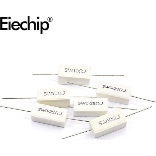 10pcs 5% Cement Resistor Wirewound Resistor 5W 1K 10K 1R 2R 2.2R 5.6R 10R 24R 100R 120R 240R 2.2K 4.7K ohm Electronic resistors