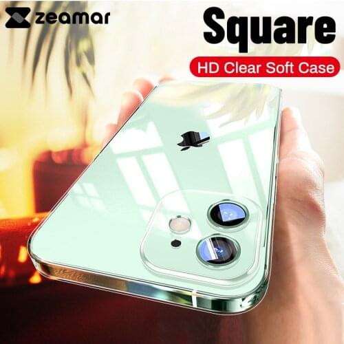 Luxury Shockproof Square Silicone Clear Case For iPhone 12 Mini 11 Pro Max Transparent Cover For iPhone X XR XS 6 7 8 Plus SE 2