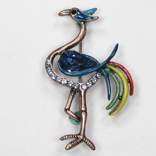 Blue Rhinestone brooch Enamel Flamingos Pin brooches Fashion jewelry gift C743 B3