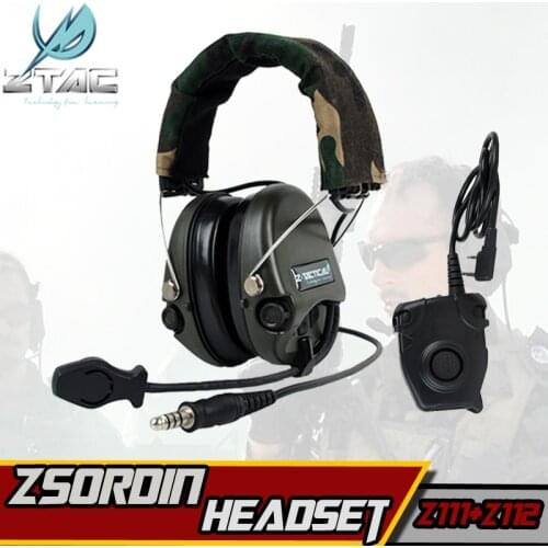 Z TAC Softair Sordin Tatical Military Headset Z112 PTT Midland kenwood Tactical Earphone For Shooting Arsoft Active Headphones