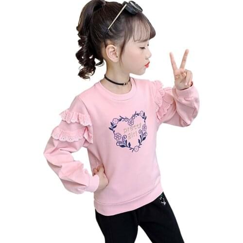 Girls Sweatshirts Lace Flral Childrens Clothing Letter Pattern Baby Girls Hoodies Clothes for Kids Clothes