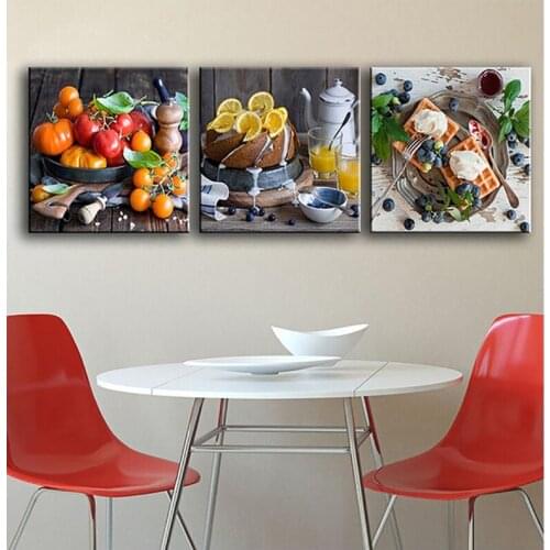 Triptych Diamond Painting fruit flower Full Square diamond Embroidery unfinished Cross Stitch 5d diamond Mosaic kitchenZP-2234