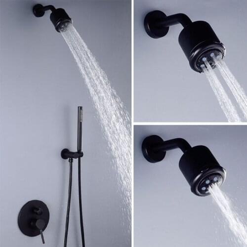 Bathroom Faucet Matte Black Rain Shower Double Function Bath Faucet Wall Mounted 2 Way Shower Mixer Tap Brass Hand Shower Set