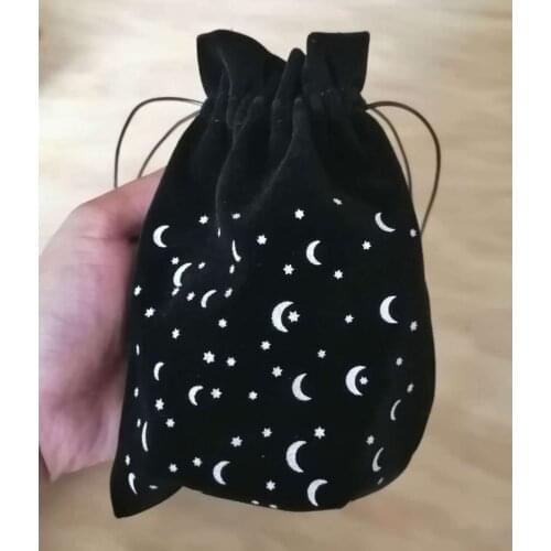 High-grade Velvet Tarot Card Pouch w/ Drawstring Design for Board Game Accs