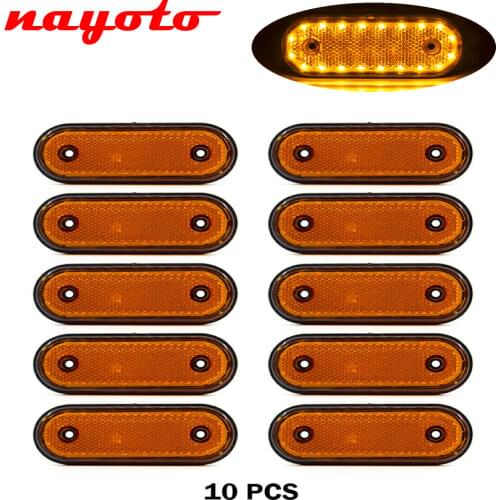10x 24V 20 LED Amber Side Marker Lights Back Light Clearance Lamp Tail Turn Signal Tractor RV Trailer Lorry Pickup Truck Boat