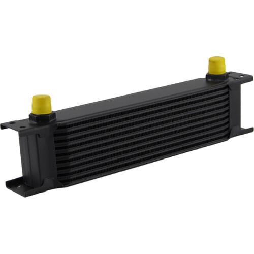 2" ALUMINIUM 8AN OIL COOLER - 10 ROW ENGINE OIL COOLER - 3/4"UNF16 AN-8 Black