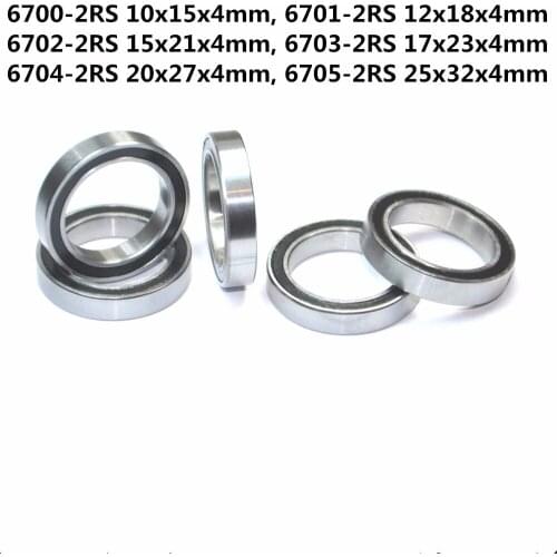 20pcs 6700-2RS 6701-2RS 6702-2RS 6703-2RS 6704-2RS 6705-2RS Ultra Thin Wall Rubber Sealed Bearing Ball Bearings