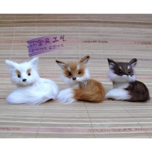 3 pieces small cute simulation fox toys polyethylene & furs mini fox dolls gift 9x7x8cm 1577