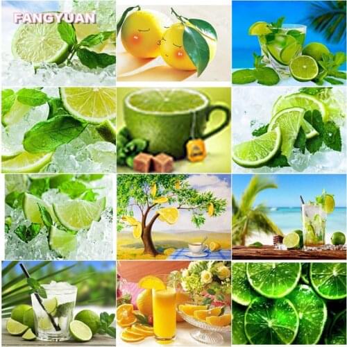 5D Diy Diamond Painting Kit Fruit Lemon Full Diamond Embroidery Round Square Drill Pictures of Rhinestones Diamond Mosaic Gift