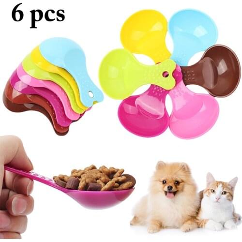 6pcs Pet Feeding Dog Puppy Cat Bird Ferret Rabbit Food Feeder Scoop Shovel Spade Dishes Spoon Tool Pet Supplies
