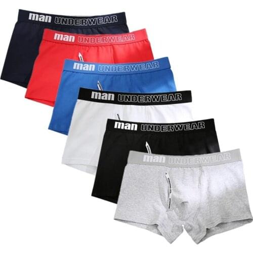 6pcs/Lot Cotton Mens Underpants Soft Boxer Men Breathable Solid Underwear Flexible Boxershorts Cuecas Vetement Homme 365