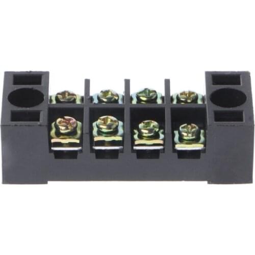 600V 15A 4 Positions Dual Rows Covered Barrier Screw Terminal Block Strip