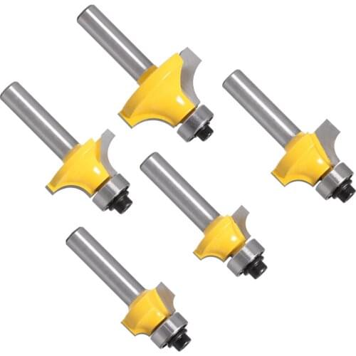 5 Pieces 8mm Shank Round Corner Router Bits Set Chamfering R Corner Milling Cutters Kit