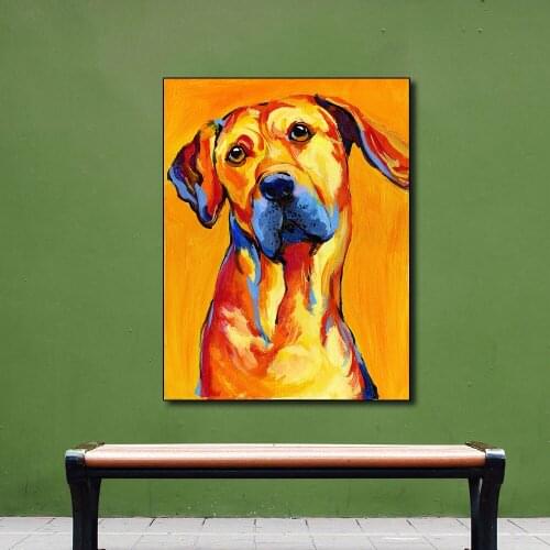 AAVV Posters and Prints Wall on Canvas Art Cute Dog with big ear Canvas Painting Posters for Living Room Home Decor No Frame