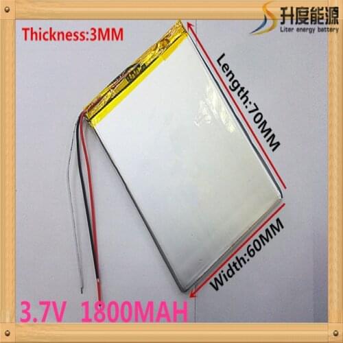 306070 3.7V 1800mAh Lithium Polymer LiPo Rechargeable Battery cells power For DVD GPS Vedio Game E-Book Tablet PC Power Bank