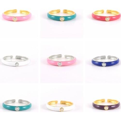 CANNER Womens Ring 925 Sterling Silver Dropping Oil Craft Rings For Women Girls Colorful Circle Enamel Stacking Anillos Jewelry