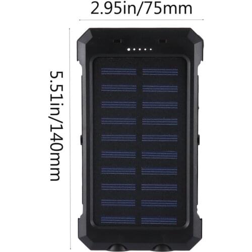 DIY Solar Power Bank Case 2 USB Ports External Charger Powerbank Case for Emergency Outdoor Camping Travel with Compass