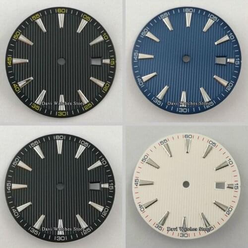New 33.5mm Sterile Watch Dial Blue/White/Black Dial Luminous Fit NH35/NH35A Movement