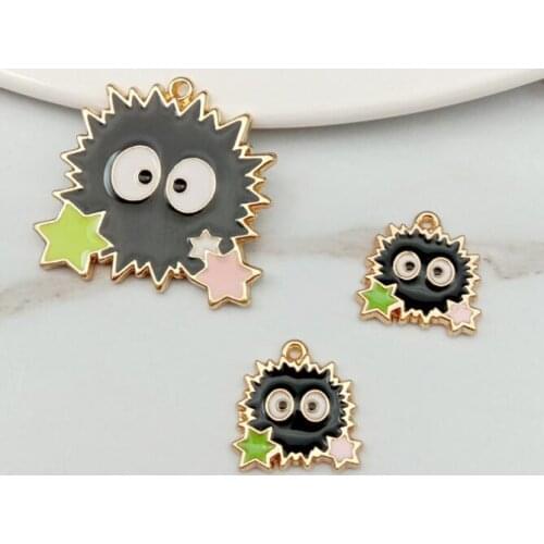 New lot 50pcs black anime My neighbor totoro Enamel Metal Charm necklace Pendants DIY Jewelry Making Party Favors