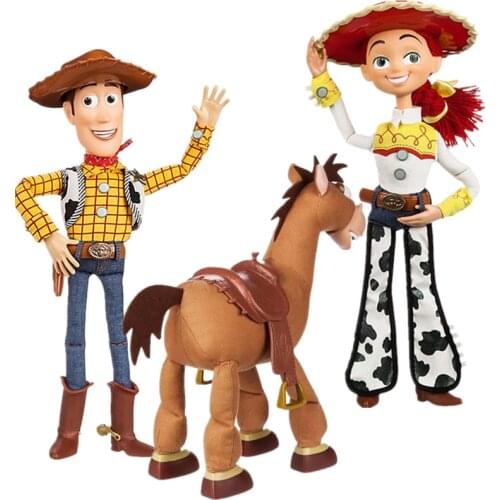 Talking Woody and Jessie Action Figure Bulleye Horse Cloth Body Model Toy Doll Children Gifts for Christmas 40CM