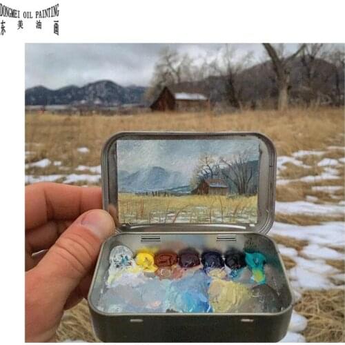 Oil Painting Mini World Famous on Small Thin Board Match Framework High Quality Natural Scenery 2021022006