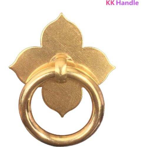 Chinese ancient Antique 100% brass Leaf shape handles Kitchen Cabinet Drawer Furniture With Screw Furniture Hardware