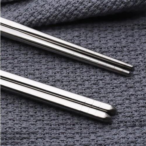 1Pairs Chinese Metal Chopsticks Non-slip Stainless Steel Chop Sticks Set Reusable Food Sticks Chop Sticks Family Pack Tableware
