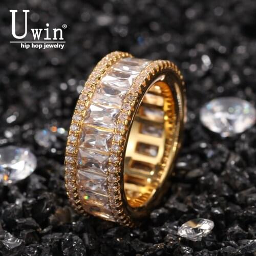 Uwin Baguette Rings Full Bling Iced Out Square Stone Cubic Zircon Couple Rings Luxury Fashion Jewelry For Women Gift Wholesale