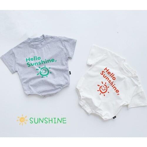 Unisex Baby Boys Girls Short Sleeve Summer Clothing Cotton Rompers One Piece Triangle Jumpsuit Hello Sunshine Casual Clothes