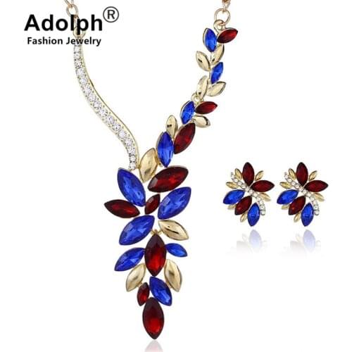 ADOLPH Star Crystal Flower Choker Necklace With Stud Earring Vintage Drop Jewelry Set Statement Accessories Bijoux 2019 New