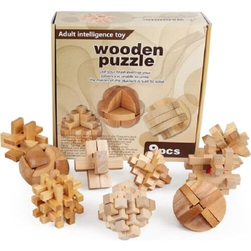 Kong Ming lock. Luban lock. Children develop intelligence. brain game. Wooden toy