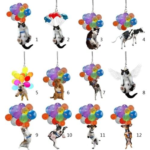 Cat Balloon Car Hanging Ornament cat car hanging ornaments, Flying Cat with Colorful Balloon Home Decoration