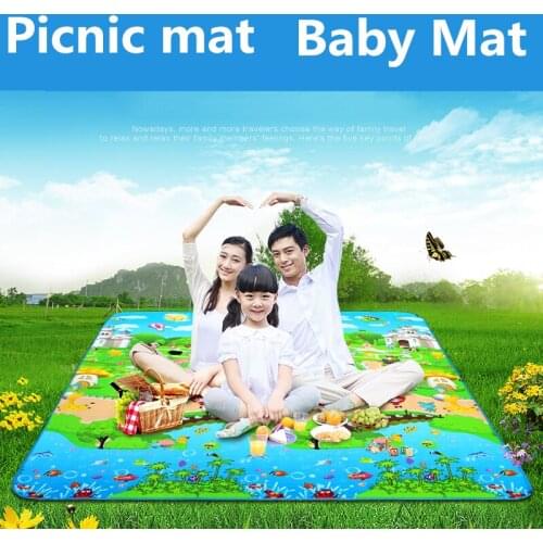 Camping Mats Moistureproof Outdoor Picnic Beach Mat Baby Climb Plaid Blanket Beach Yoga Baby climbing Cartoon play game pad