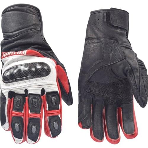 Willbros Leather Gloves Motorcycle Offroad Motocross Downhill Bike Motor Black White Red Gloves